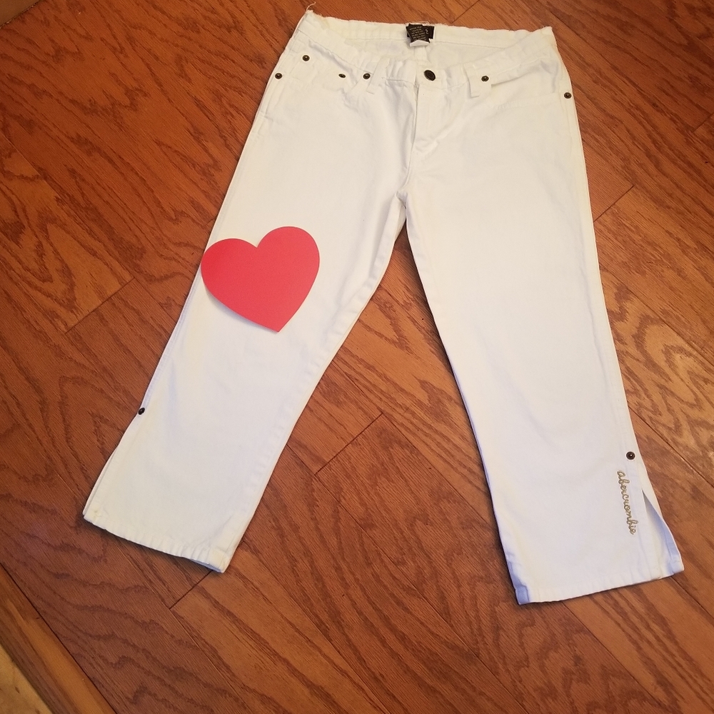ABERCROMBIE Kids 14 girls denim white capris